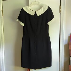 Black and White Mini Dress with Peter Pan Collar